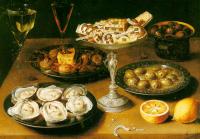Beert, Osias - Graphic Still-Life with Oysters & Pastries